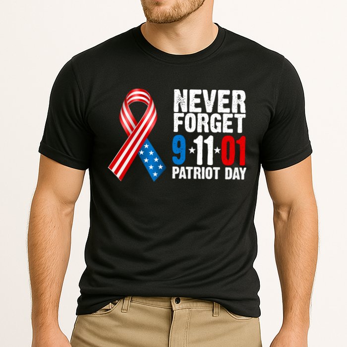 Never Forget 9.11.01 USA Ribbon Patriot Day Cooling Performance Crew T-Shirt