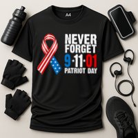 Never Forget 9.11.01 USA Ribbon Patriot Day Cooling Performance Crew T-Shirt
