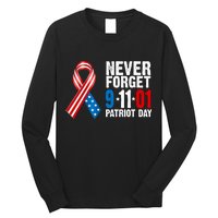 Never Forget 9.11.01 USA Ribbon Patriot Day Long Sleeve Shirt