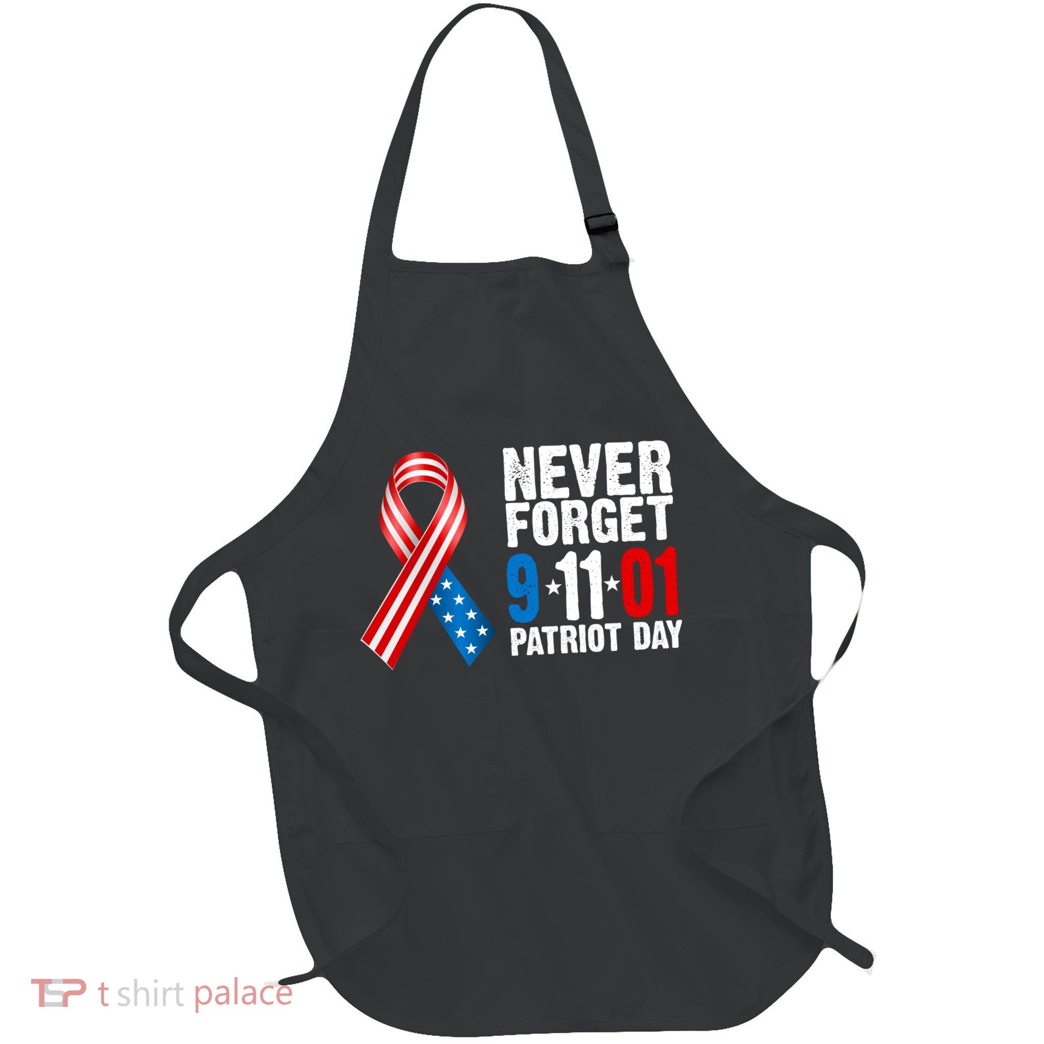 Never Forget 9.11.01 USA Ribbon Patriot Day Full-Length Apron With Pockets