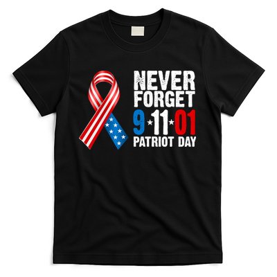 Never Forget 9.11.01 USA Ribbon Patriot Day T-Shirt