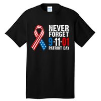 Never Forget 9.11.01 USA Ribbon Patriot Day Tall T-Shirt