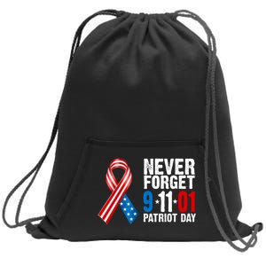 Never Forget 9.11.01 USA Ribbon Patriot Day Sweatshirt Cinch Pack Bag