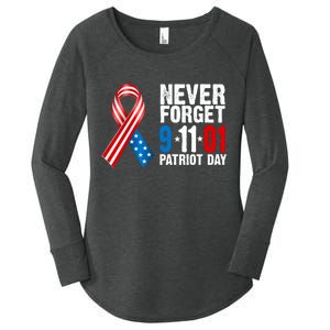 Never Forget 9.11.01 USA Ribbon Patriot Day Women's Perfect Tri Tunic Long Sleeve Shirt