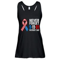 Never Forget 9.11.01 USA Ribbon Patriot Day Ladies Essential Flowy Tank