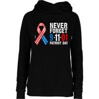 Never Forget 9.11.01 USA Ribbon Patriot Day Womens Funnel Neck Pullover Hood