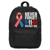 Never Forget 9.11.01 USA Ribbon Patriot Day 16 in Basic Backpack