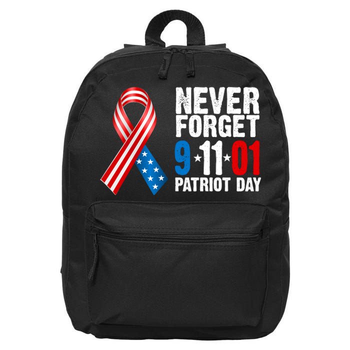 Never Forget 9.11.01 USA Ribbon Patriot Day 16 in Basic Backpack