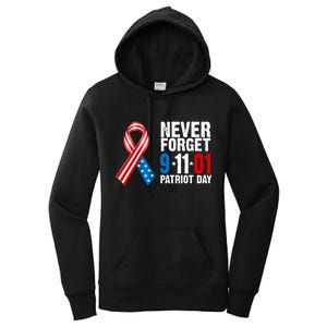 Never Forget 9.11.01 USA Ribbon Patriot Day Women's Pullover Hoodie