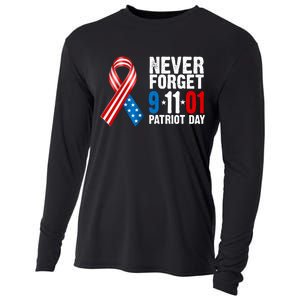 Never Forget 9.11.01 USA Ribbon Patriot Day Cooling Performance Long Sleeve Crew