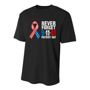 Never Forget 9.11.01 USA Ribbon Patriot Day Youth Performance Sprint T-Shirt