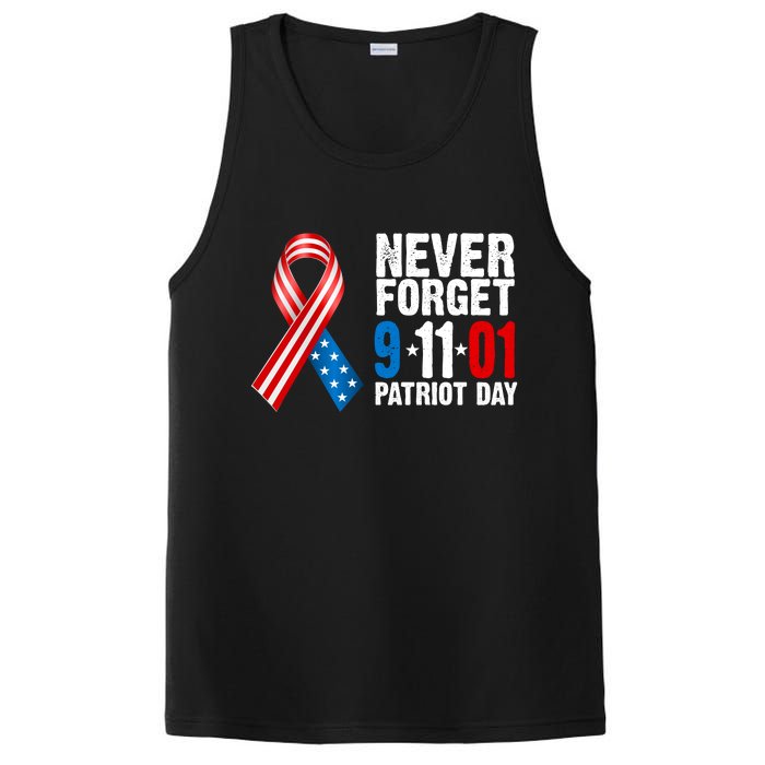 Never Forget 9.11.01 USA Ribbon Patriot Day PosiCharge Competitor Tank