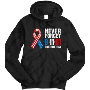 Never Forget 9.11.01 USA Ribbon Patriot Day Tie Dye Hoodie