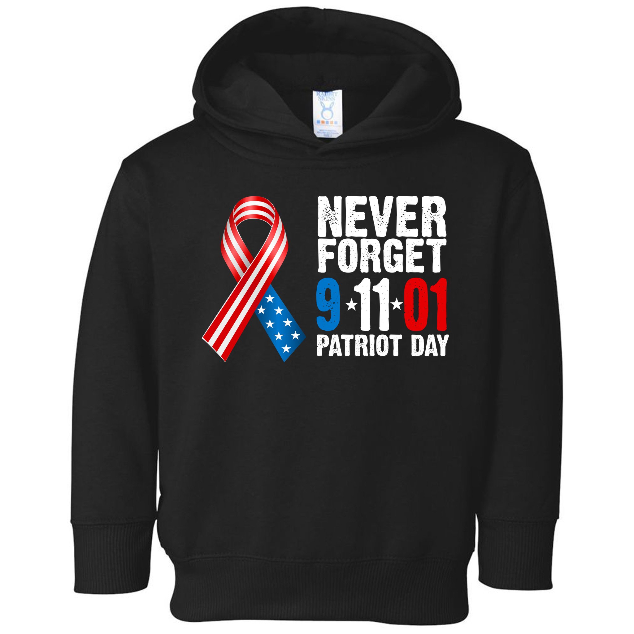 Never Forget 9.11.01 USA Ribbon Patriot Day Toddler Hoodie