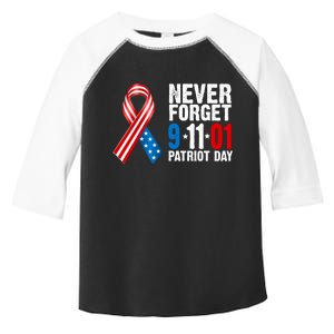 Never Forget 9.11.01 USA Ribbon Patriot Day Toddler Fine Jersey T-Shirt