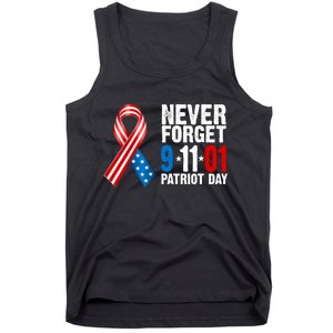 Never Forget 9.11.01 USA Ribbon Patriot Day Tank Top