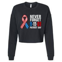 Never Forget 9.11.01 USA Ribbon Patriot Day Cropped Pullover Crew