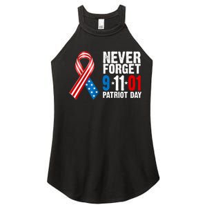 Never Forget 9.11.01 USA Ribbon Patriot Day Women's Perfect Tri Rocker Tank