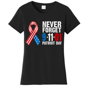 Never Forget 9.11.01 USA Ribbon Patriot Day Women's T-Shirt