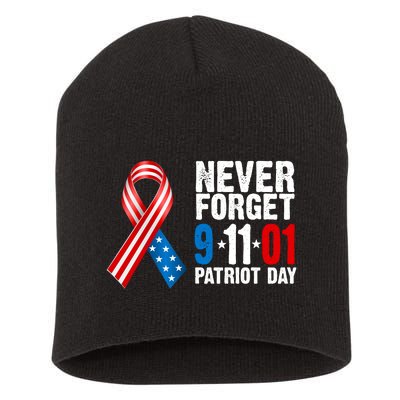 Never Forget 9.11.01 USA Ribbon Patriot Day Short Acrylic Beanie