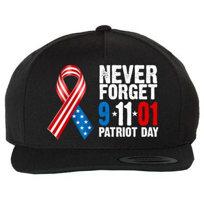 Never Forget 9.11.01 USA Ribbon Patriot Day Wool Snapback Cap