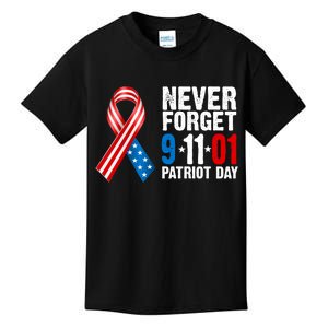 Never Forget 9.11.01 USA Ribbon Patriot Day Kids T-Shirt