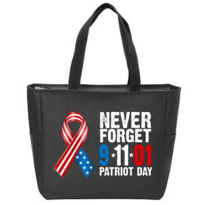 Never Forget 9.11.01 USA Ribbon Patriot Day Zip Tote Bag