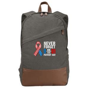 Never Forget 9.11.01 USA Ribbon Patriot Day Cotton Canvas Backpack