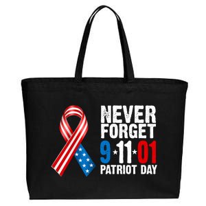 Never Forget 9.11.01 USA Ribbon Patriot Day Cotton Canvas Jumbo Tote