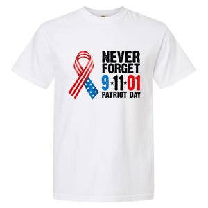 Never Forget 9.11.01 USA Ribbon Patriot Day Garment-Dyed Heavyweight T-Shirt