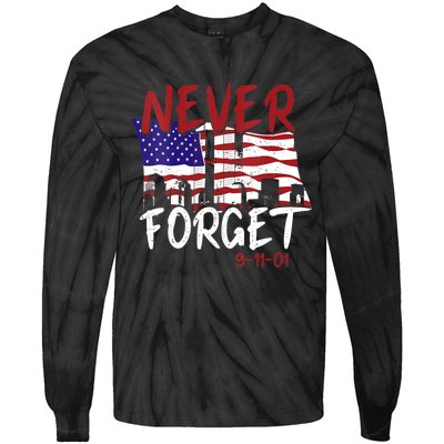 Never Forget 9/11/01 Patriot Day Memorial Tie-Dye Long Sleeve Shirt