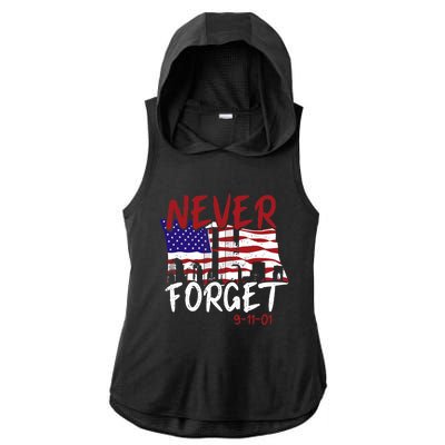 Never Forget 9/11/01 Ladies PosiCharge Tri-Blend Wicking Draft Hoodie Tank