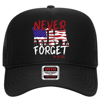 Never Forget 9/11/01 High Crown Mesh Back Trucker Hat