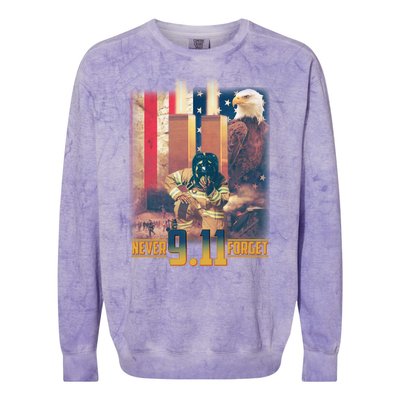 Never Forget 9 11 September 11 Memorial New York City Firefighter Colorblast Crewneck Sweatshirt