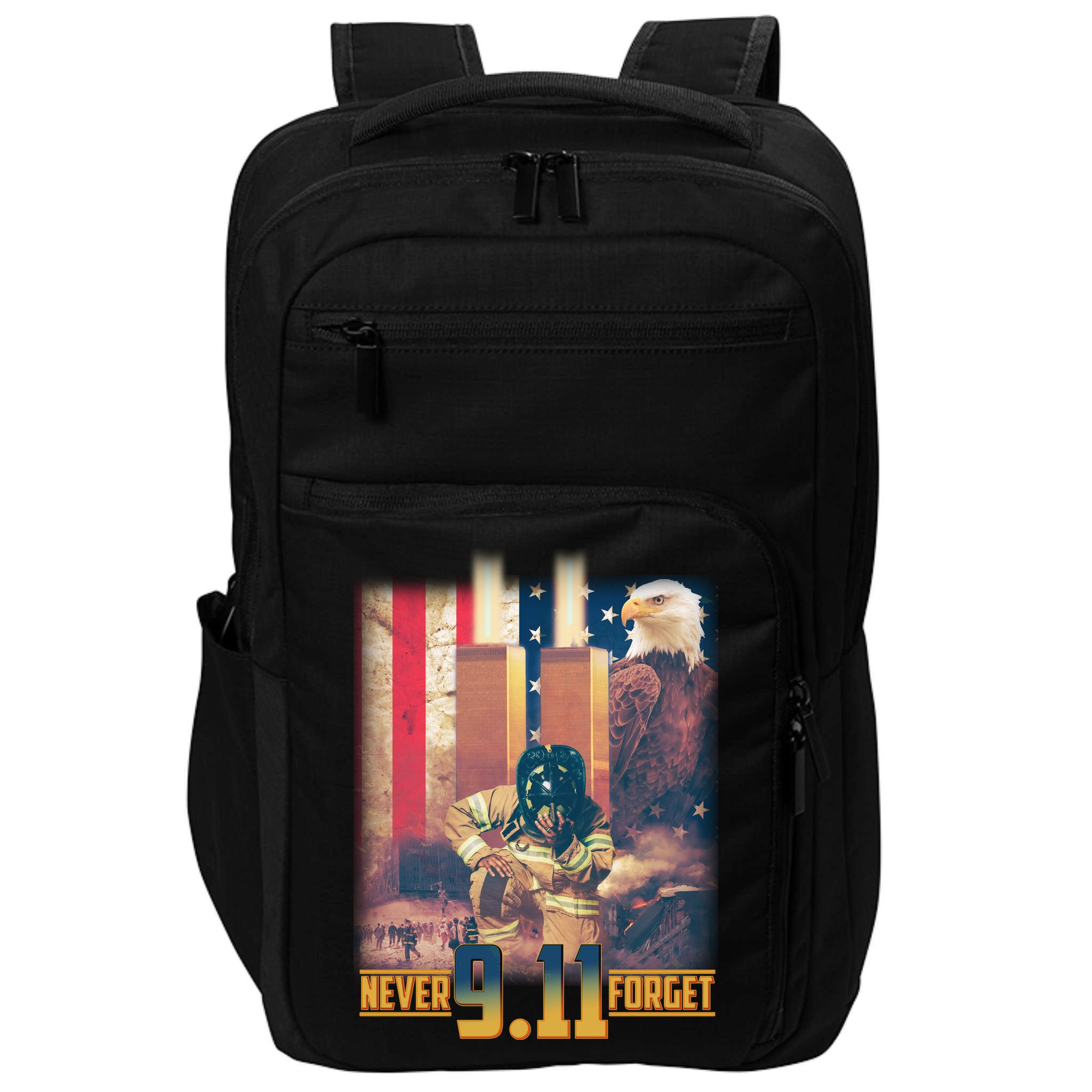 Never Forget 9 11 September 11 Memorial New York City Firefighter Impact Tech Backpack