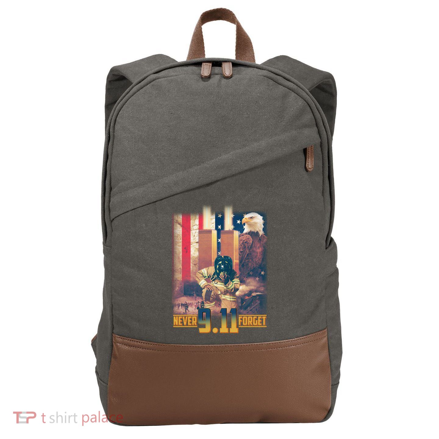 Never Forget 9 11 September 11 Memorial New York City Firefighter Cotton Canvas Backpack