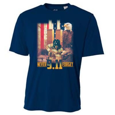 Never Forget 9 11 September 11 Memorial New York City Firefighter Cooling Performance Crew T-Shirt