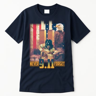 Never Forget 9 11 September 11 Memorial New York City Firefighter Tall T-Shirt