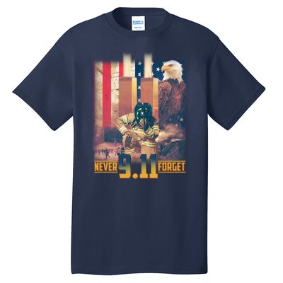 Never Forget 9 11 September 11 Memorial New York City Firefighter Tall T-Shirt