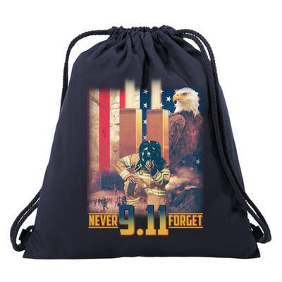 Never Forget 9 11 September 11 Memorial New York City Firefighter Drawstring Bag