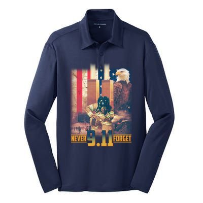 Never Forget 9 11 September 11 Memorial New York City Firefighter Silk Touch Performance Long Sleeve Polo