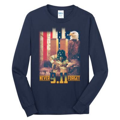 Never Forget 9 11 September 11 Memorial New York City Firefighter Tall Long Sleeve T-Shirt