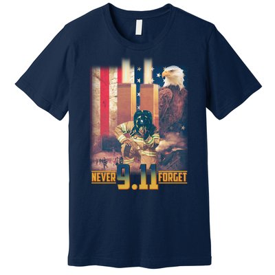 Never Forget 9 11 September 11 Memorial New York City Firefighter Premium T-Shirt