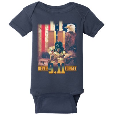 Never Forget 9 11 September 11 Memorial New York City Firefighter Baby Bodysuit
