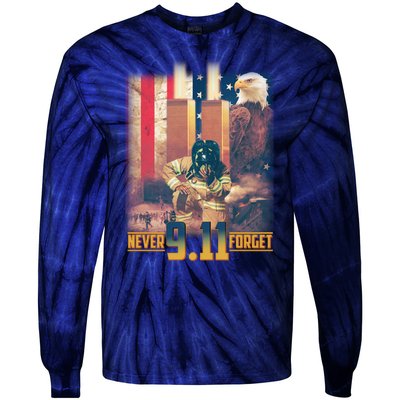 Never Forget 9 11 September 11 Memorial New York City Firefighter Tie-Dye Long Sleeve Shirt