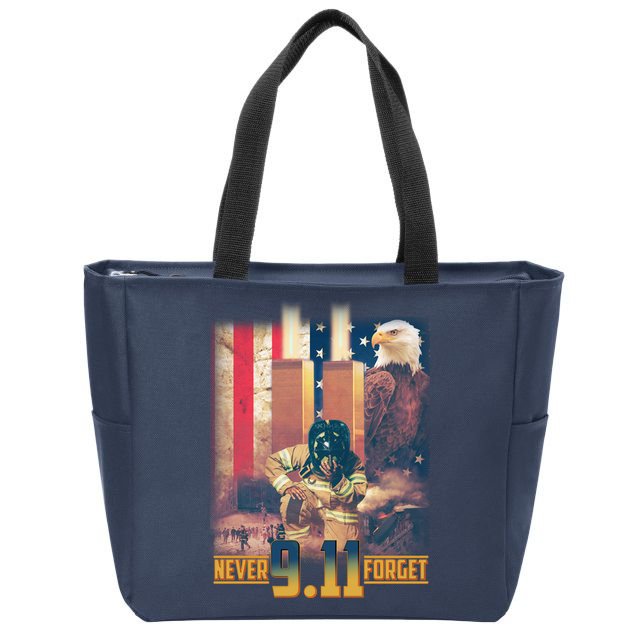Never Forget 9 11 September 11 Memorial New York City Firefighter Zip Tote Bag