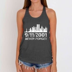 Never Forget 911 20th Anniversary Patriot Memorial Day Women's Knotted Racerback Tank