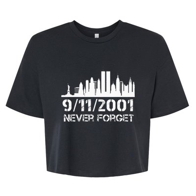 Never Forget 911 20th Anniversary Patriot Memorial Day Bella+Canvas Jersey Crop Tee