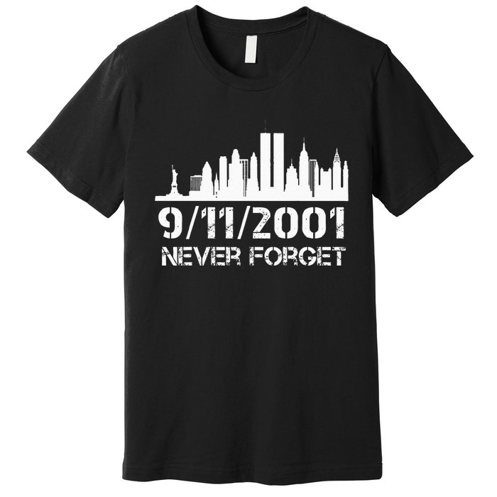 Never Forget 911 20th Anniversary Patriot Memorial Day Premium T-Shirt