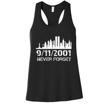 Never Forget 911 20th Anniversary Patriot Memorial Day Women's Racerback Tank